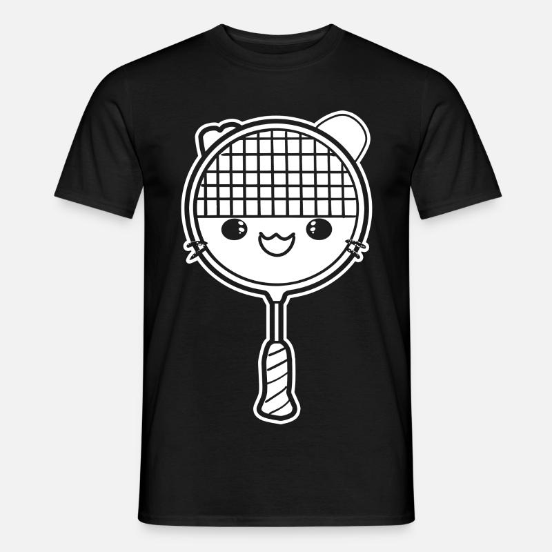 Badmintonschläger Comic Stil - Männer T-Shirt - Schwarz