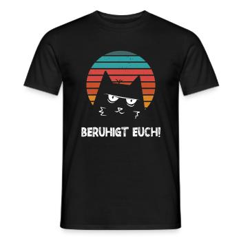 Katze Beruhigt euch - Männer T-Shirt - Schwarz - Vorne - AI Model Male 178 light (178cm)