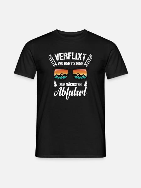 Abfahrt Rodel Schlitten - Männer T-Shirt - Schwarz