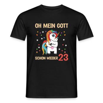 Schon wieder 23 Geburtstag Einhorn - Männer T-Shirt - Schwarz - Vorne - AI Model Male 178 light (178cm)