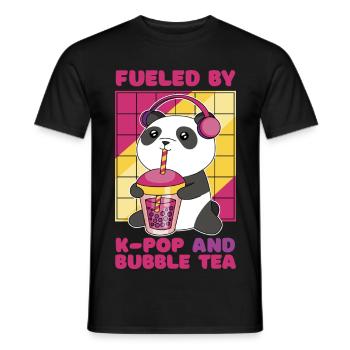 Niedlicher Panda mit Bubble Tea und Kopfhörern - Männer T-Shirt - Schwarz - Vorne - AI Model Male 178 light (178cm)