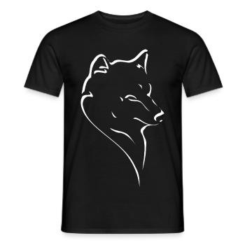Minimalistische Wolfsilhouette Line-Art - Männer T-Shirt - Schwarz - Vorne - AI Model Male 178 light (178cm)