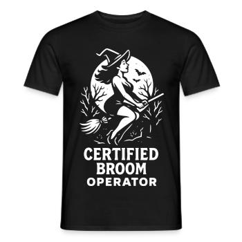 Opérateur de balai certifié Sorcière drôle d’Halloween - T-shirt homme - noir - Devant - AI Model Male 178 light (178cm)