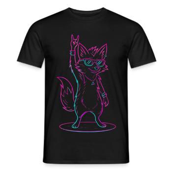 Renard à la Glace avec des lunettes de soleil cool - T-shirt homme - noir - Devant - AI Model Male 178 light (178cm)
