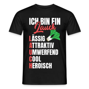 Gym BIN EIN LAUCH LÄSSIG ATTRAKTIV UMWERFEND - Männer T-Shirt - Schwarz - Vorne - AI Model Male 178 light (178cm)
