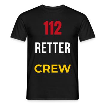 112 Retter Crew – Feuerwehr & Blaulicht Team - Männer T-Shirt - Schwarz - Vorne - AI Model Male 178 light (178cm)