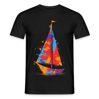 Sailing Colorful Sailboat Kids Men Sailors - Men's T-Shirt - black - Front - AI Model Male 178 light (178cm)