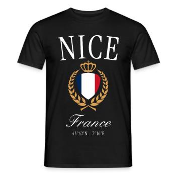 Nizza Frankreich Wappen Krone – Reise Souvenir - Männer T-Shirt - Schwarz - Vorne - AI Model Male 178 light (178cm)