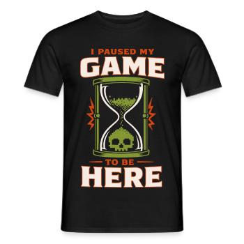 J’ai mis mon jeu en pause pour être ici - T-shirt homme - noir - Devant - AI Model Male 178 light (178cm)