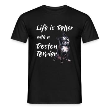 Life Is Better With A Boston Terrier - Men's T-Shirt - black - Front - AI Model Male 178 light (178cm)