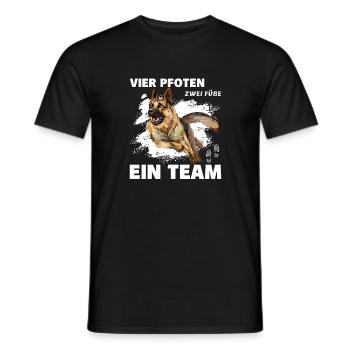 Vier Pfoten zwei Füße ein Team Schäferhund Deutsch - Männer T-Shirt - Schwarz - Vorne - AI Model Male 178 light (178cm)