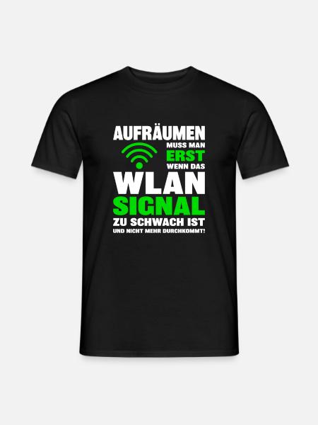 WLAN-Signal zu schwach Teenager Aufräumen Spruch - Männer T-Shirt - Schwarz