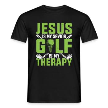 Jesus Is My Savior Golfer Is My Therapy Golfer - Men's T-Shirt - black - Front - AI Model Male 178 light (178cm)