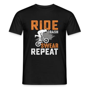 Ride Crash Swear Repetition Cyclist Bmx Rider - Men's T-Shirt - black - Front - AI Model Male 178 light (178cm)