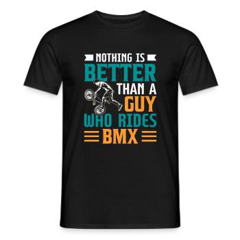 C’est drôle un gars qui fait du vélo BMX - T-shirt homme - noir - Devant - AI Model Male 178 light (178cm)