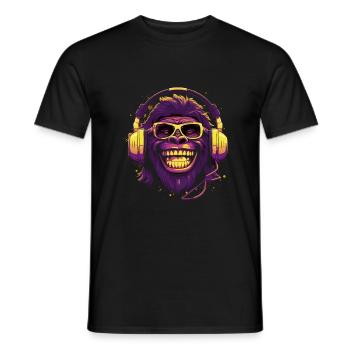 Gorilla Smile DJ - Men's T-Shirt - black - Front - AI Model Male 178 light (178cm)
