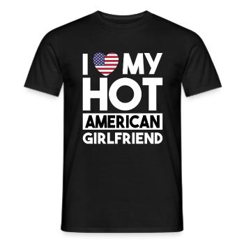 J’aime ma petite amie américaine chaude - T-shirt homme - noir - Devant - AI Model Male 178 light (178cm)