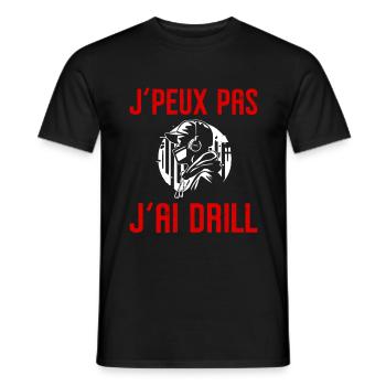 J'peux Pas J'ai Drill | Musique Hip Hop - T-shirt homme - noir - Devant - AI Model Male 178 light (178cm)