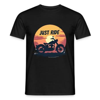 Just Ride Motorrad. Vintage sunset. - Männer T-Shirt - Schwarz - Vorne - AI Model Male 178 light (178cm)