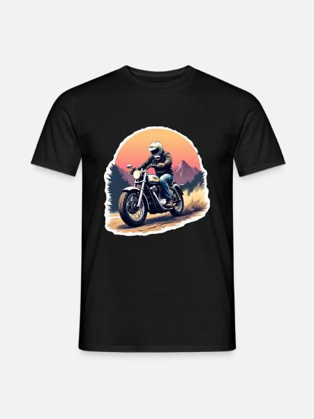 Motorcycle. Bikers in retro look. - Men's T-Shirt - black