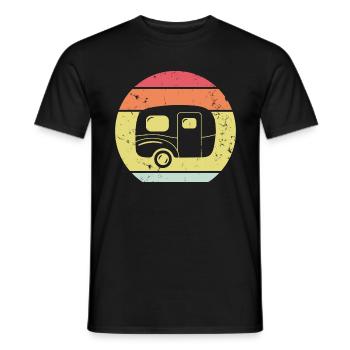 Camping caravan Camper Campsite retro - Men's T-Shirt - black - Front - AI Model Male 178 light (178cm)
