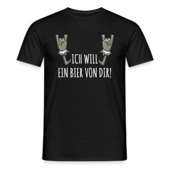 Pommesgabel Spruch Ich Will Ein Bier Von Dir - Männer T-Shirt - Schwarz - Vorne - AI Model Male 178 light (178cm)