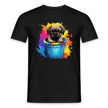Mops Niedlicher Hund Farbeimer - Männer T-Shirt - Schwarz - Vorne - AI Model Male 178 light (178cm)