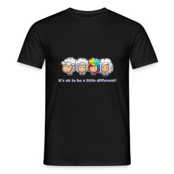 C'est ok d'être un peu différent! Moutons fou - T-shirt homme - noir - Devant - AI Model Male 178 light (178cm)
