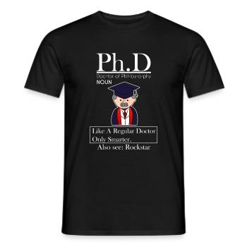 PhD Philosophy Doctor Rock Star Degree - Men's T-Shirt - black - Front - AI Model Male 178 light (178cm)
