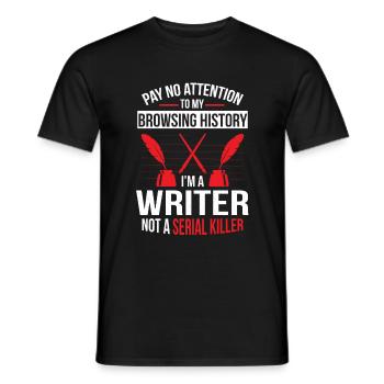 Schreiben Autor Verfasser Schreiber Schöpfer Roman - Männer T-Shirt - Schwarz - Vorne - AI Model Male 178 light (178cm)