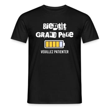 Bientôt grand père veuillez patienter futur papi - T-shirt homme - noir - Devant - AI Model Male 178 light (178cm)