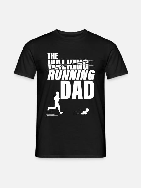 The walking running dad. idée cadeau papa et bébé - T-shirt herr - svart