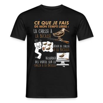 Chasse bécasse, cadeau blague drole chasseur - T-shirt homme - noir - Devant - AI Model Male 178 light (178cm)