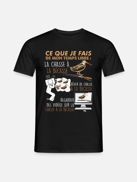 Chasse bécasse, cadeau blague drole chasseur - T-shirt homme - noir