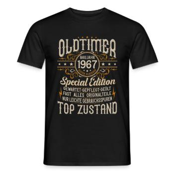 Oldtimer Baujahr Jahrgang 1967 Geburtstag Geschenk - Männer T-Shirt - Schwarz - Vorne - AI Model Male 178 light (178cm)