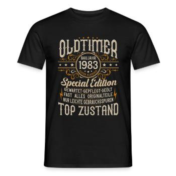 Oldtimer Baujahr Jahrgang 1983 Geburtstag Geschenk - Männer T-Shirt - Schwarz - Vorne - AI Model Male 178 light (178cm)