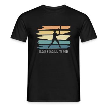 Vintage Retro Baseball Time Shirt Geschenk - Männer T-Shirt - Schwarz - Vorne - AI Model Male 178 light (178cm)