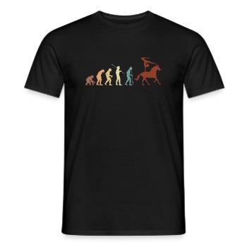 Evolution Vintage Retro Horse Vaulting Voltagieren - Männer T-Shirt - Schwarz - Vorne - AI Model Male 178 light (178cm)