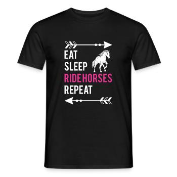 Manger Sleep Ride Chevaux Répéter Chemise Cavalier - T-shirt homme - noir - Devant - AI Model Male 178 light (178cm)