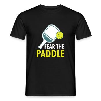 Fear The Paddle Pickleball Shirt Geschenk - Männer T-Shirt - Schwarz - Vorne - AI Model Male 178 light (178cm)