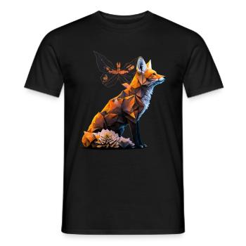 Fox Butterfly Animals Gift Art Animal Motif - Men's T-Shirt - black - Front - AI Model Male 178 light (178cm)