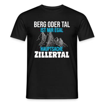 Berg oder Tal ist mir egal, Hauptsache Zillertal - Männer T-Shirt - Schwarz - Vorne - AI Model Male 178 light (178cm)
