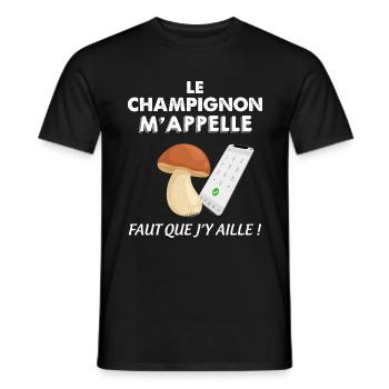 Champignon cadeau chasse cueillette - T-shirt homme - noir - Devant - AI Model Male 178 light (178cm)