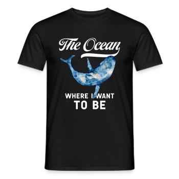 Statement Shirt: The Ocean – Where I Want To Be - Men's T-Shirt - black - Front - AI Model Male 178 light (178cm)