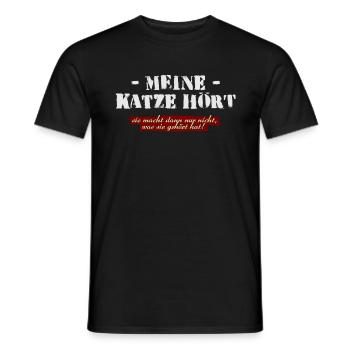 Meine Katze hört! - Männer T-Shirt - Schwarz - Vorne - AI Model Male 178 light (178cm)