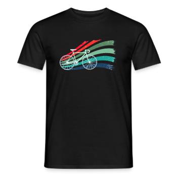 Vélo,Peinture,Illustration,Coloré,Rétro - T-shirt homme - noir - Devant - AI Model Male 178 light (178cm)