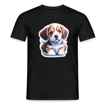 Cute Beagle Puppy - Men's T-Shirt - black - Front - AI Model Male 178 light (178cm)