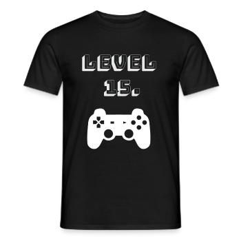 15 Birthday Gift Idea Gaming Geek - 15 Years - Men's T-Shirt - black - Front - AI Model Male 178 light (178cm)