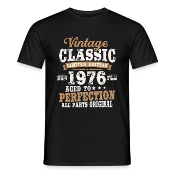 Née en 1976 naissance rétro anniversaire cadeau - T-shirt homme - noir - Devant - AI Model Male 178 light (178cm)