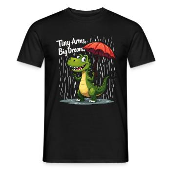 Funny dinosaur in the rain - Men's T-Shirt - black - Front - AI Model Male 178 light (178cm)